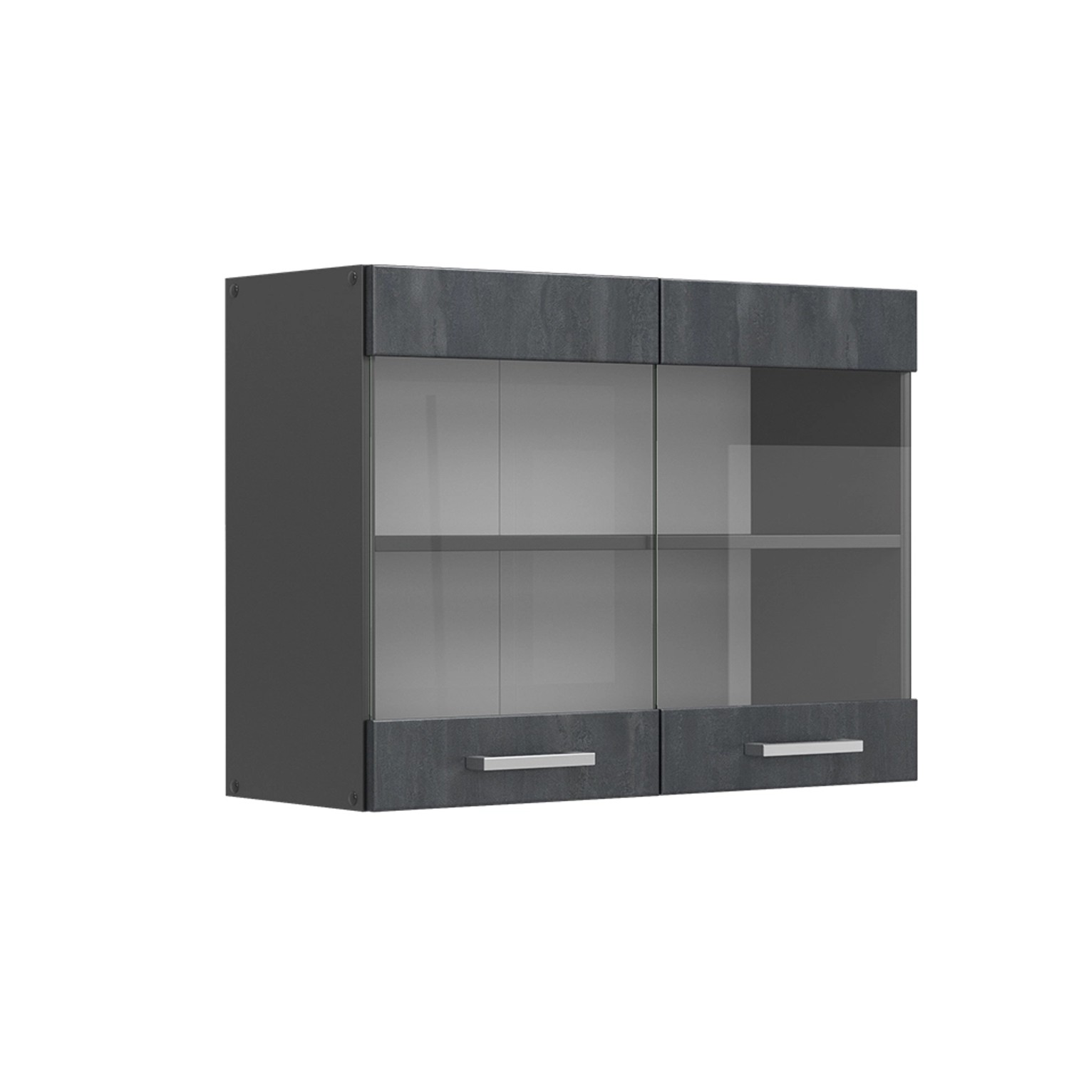 Vicco Küchenglasschrank R-Line Glashängeschrank Schwarz Beton/Anthrazit 80 cm