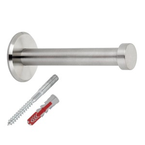 SOTECH Garderobenhaken TALEA aus gebürstetem Edelstahl mit runder Platte, Schraube und Dübel. Ideal für Bad & Küche.