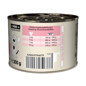 Lucky Jim Hunde-Nassfutter Mini Adult Rind & Lamm, 200g Dose mit Fütterungsempfehlung.