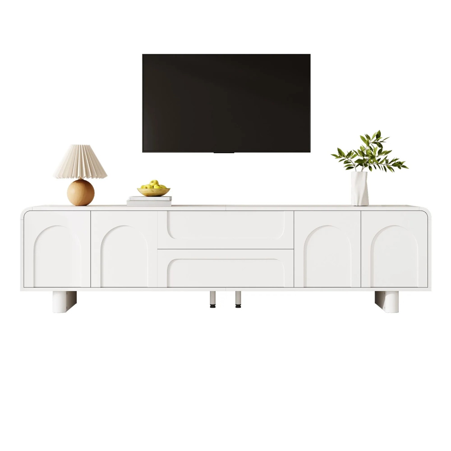Merax TV Lowboard mit Türen Schubladen Stauraum Wohnzimmer