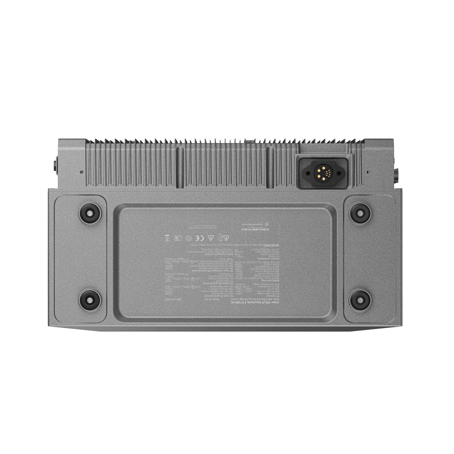 Anker Solix Solarbank 2 E1600 AC 1600 Wh für Balkonkraftwerke, Rückansicht mit Anschlüssen.