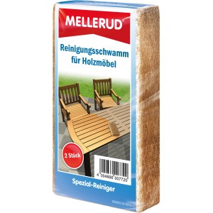 Mellerud Reinigungsschwamm für Holzmöbel, 2er-Pack. Spezialreiniger für Gartenmöbel.