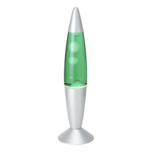 Eglo LED-Lavatischleuchte in Silber mit grünem Liquid und weißem Wachs, Ø 10,8 cm, für stimmungsvolles Licht.