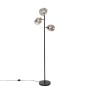 QAZQA Stehlampe Schwarz mit Gold mit Rauchglas 3 Lichter Zuzanna_8