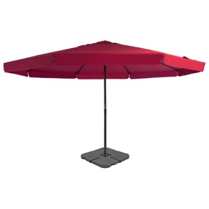 furnicato Sonnenschirm, rot, mit tragbarem Schirmständer für Balkon oder Garten.