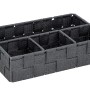 Dunkelgrauer Wenko Aufbewahrungskorb Adria Klein mit 4 Fächern aus Polypropylen.