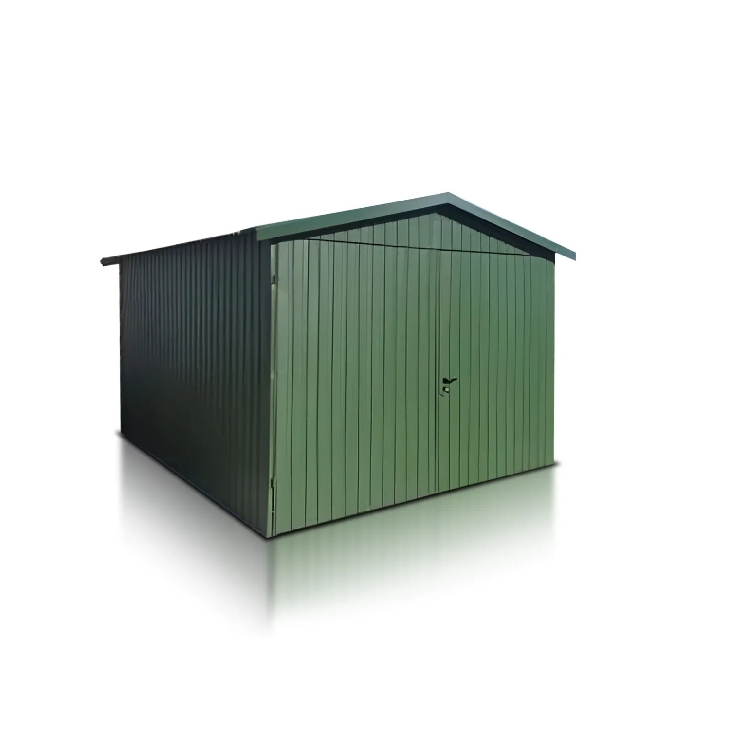 Liderstal Einzelgarage Premium aus Blech 300 x 300 cm Satteldach Doppelflügeltor Grün Vertikalprofil