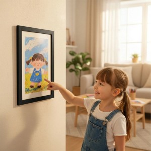 Relaxdays Kinderbilderrahmen A4 MDF Acrylglas Schwarz Befüllbar 32 x 25,5 cm 500 g