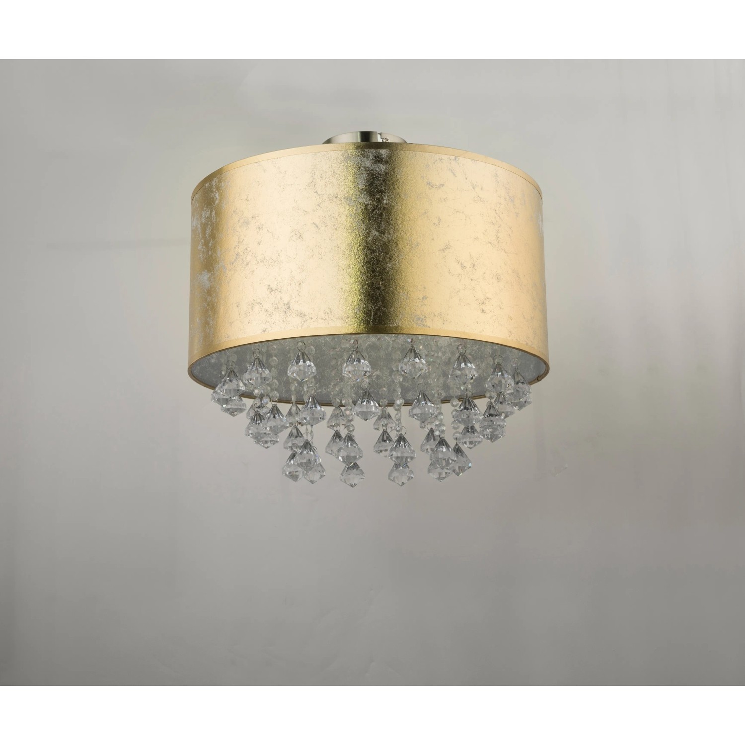 Globo Deckenleuchte Amy I, Nickel matt, mit goldenem Schirm und Acrylkristallen.