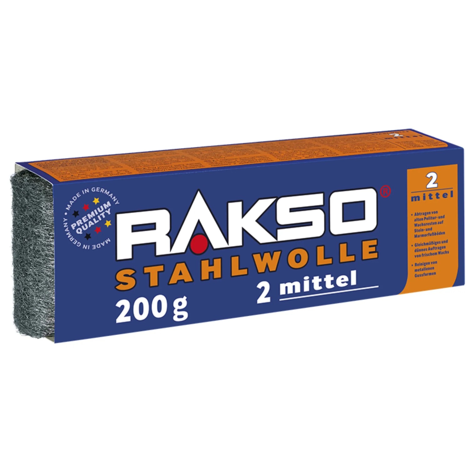 RAKSO Stahlwolle Banderole Sorte 2 Mittel 1 x 200g