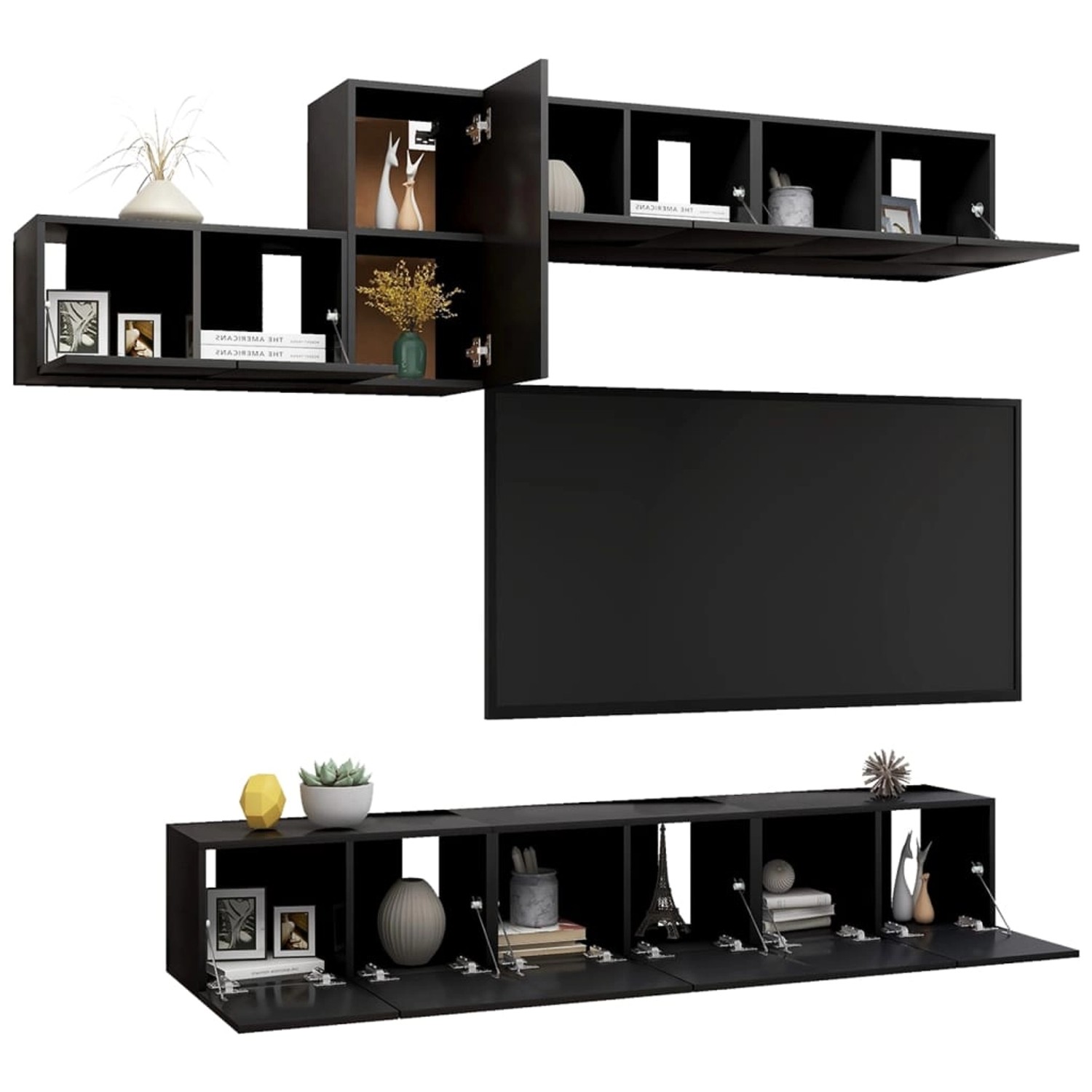 VidaXL 7-tlg. TV-Schrank-Set Schwarz Holzwerkstoff  Modell 5 günstig online kaufen