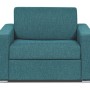 Blauer Schlafsessel Calito aus meliertem Stoff, 126 cm breit. Kompakter Klappsessel für Relax.