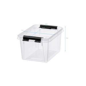 Transparente SmartStore Classic Aufbewahrungsbox 1,5 l mit Deckel und schwarzen Clips.