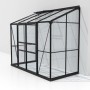 Vitavia Gewächshaus Ida 3300, schwarzes Anlehngewächshaus mit Sicherheitsglas, 3,3 m² Fläche.