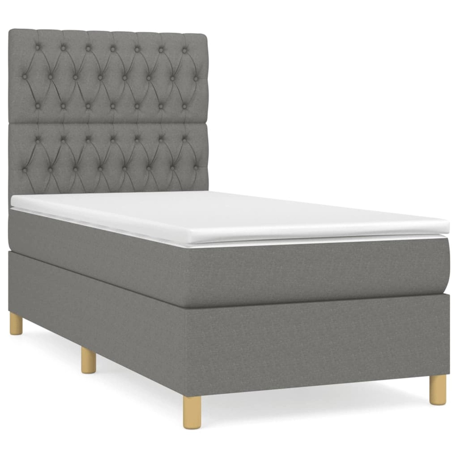 Thumbnail - vidaXL Boxspringbett mit Matratze Dunkelgrau 100x200 cm Stoff 3142554