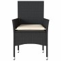 Schwarzer vidaXL Gartenstuhl aus Rattan mit cremefarbenem Kissen, 2er Set.