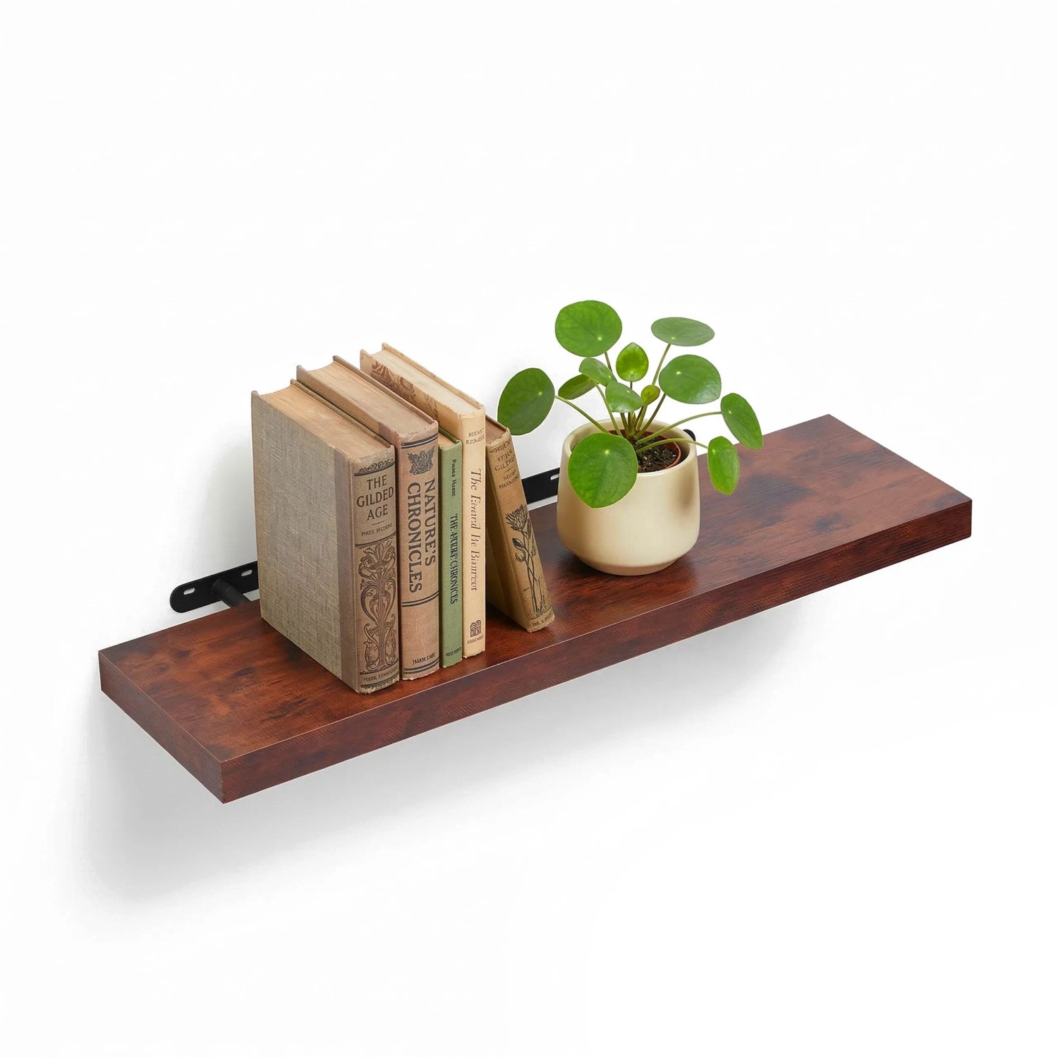 Relaxdays Wandregal MDF Industrial mit Metallhalterung 80 cm x 23 cm x 4 cm
