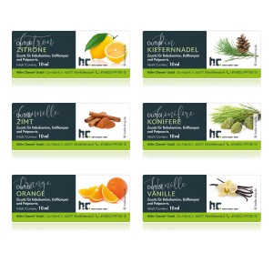 Höfer Chemie Duftöl-Set Nr. 10: 6 Duftöle (Zitrone, Kiefer, Zimt, Konifere, Orange, Vanille) für Duftlampe & Potpourri.