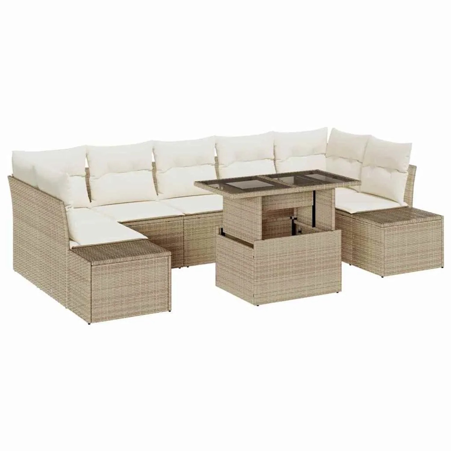 vidaXL Sofa Set mit Kissen 8-Tlg Beige und Creme Poly-Rattan 3349137 günstig online kaufen