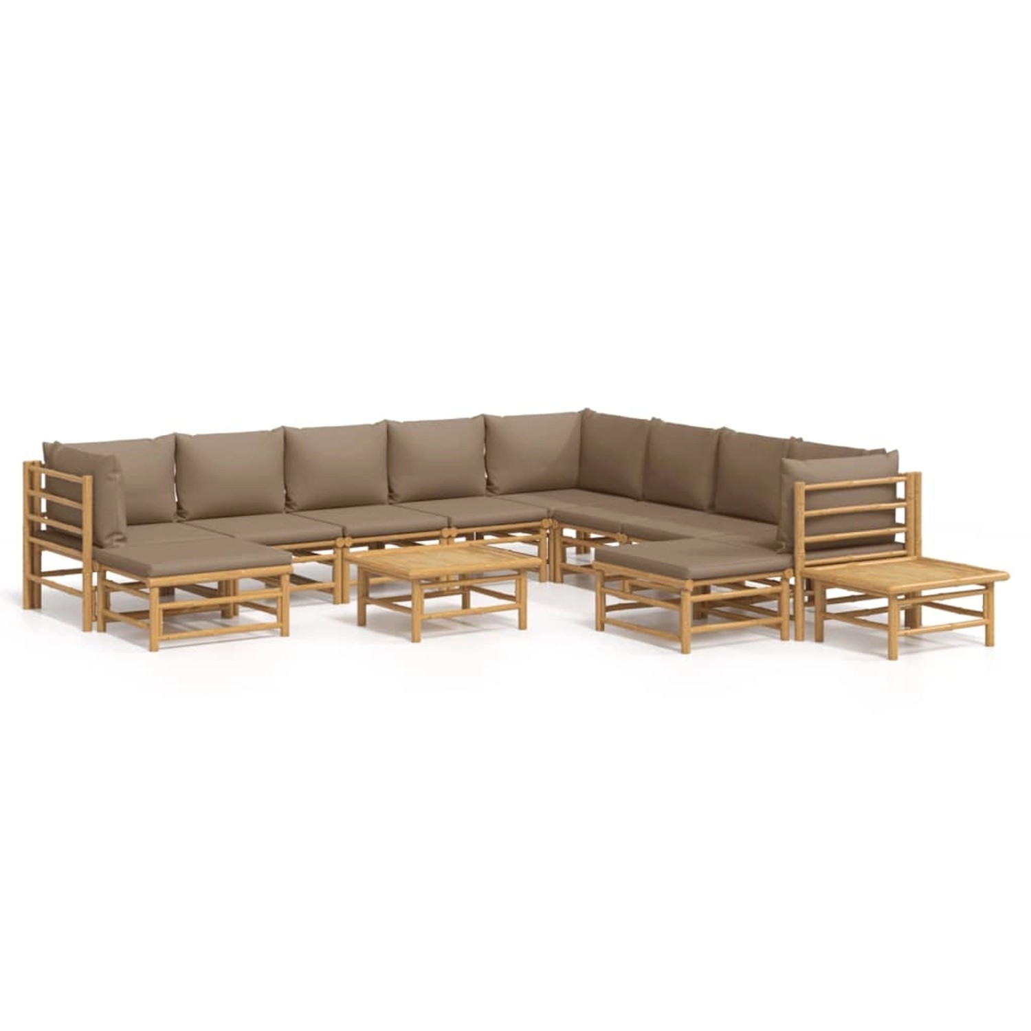 Vidaxl 12-tlg. Garten-lounge-set Mit Kissen Taupe Bambus günstig online kaufen