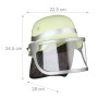 Gelber Kinder-Feuerwehrhelm mit klappbarem Visier und schwarzem Nackentuch. Ideal für Kostüm, Fasching & Spiel.