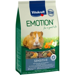 Vitakraft Emotion Sensitive Selection Meerschweinchenfutter, 600g Packung mit Meerschweinchen-Abbildung.