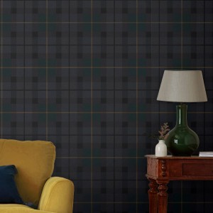 Joules Vliestapete Rothero Check Heritage Blau mit Karomuster im Landhausstil.
