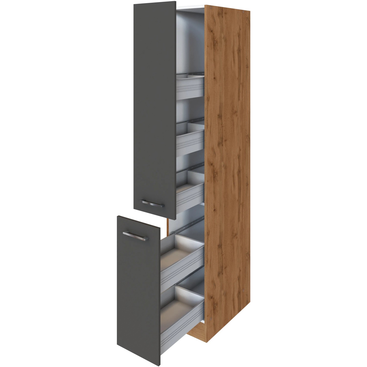 Held Möbel Apothekerschrank Sorrento, 30x200x60 cm, mit Auszügen und Fächern in Antik-Wotan Optik.
