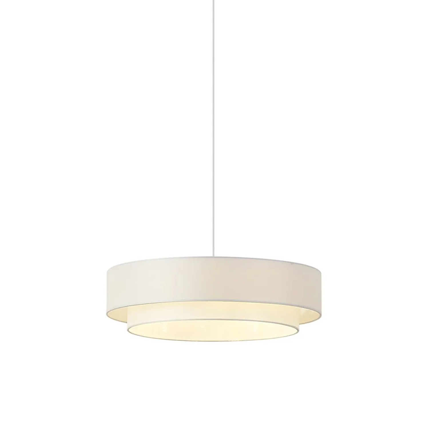 QAZQA Moderne Hängelampe Weiß 50cm 3-flammig Drum Duo