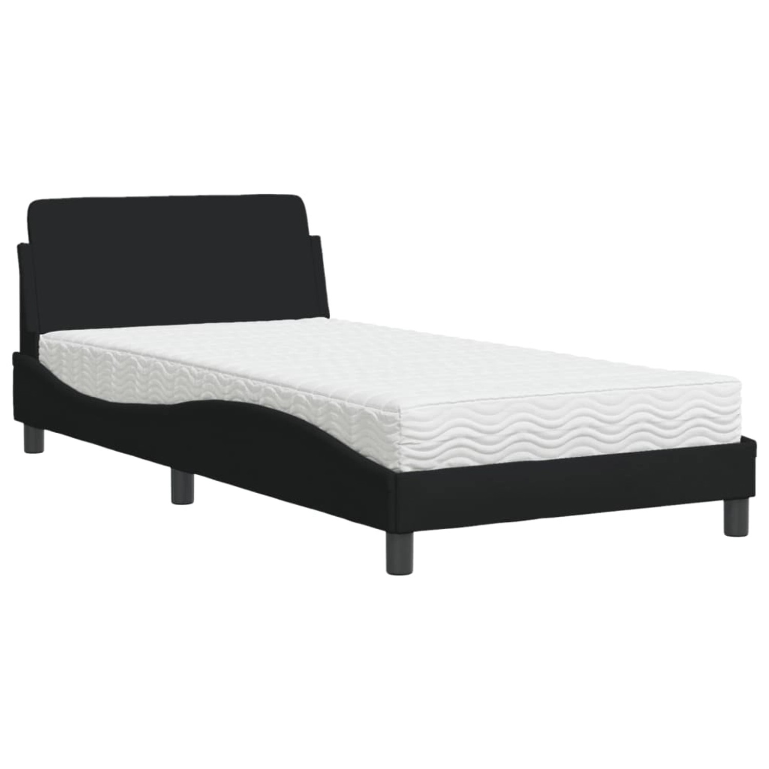 vidaXL Bett mit Matratze Schwarz 100x200 cm Stoff2009136