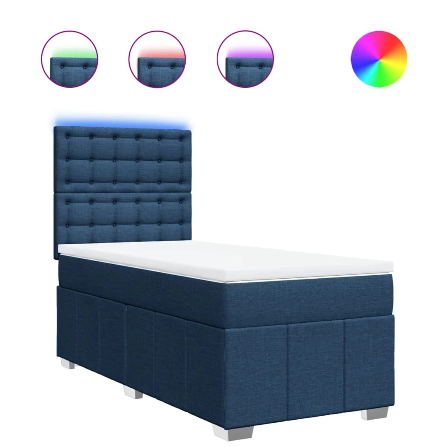 vidaXL Boxspringbett mit Matratze Blau 90x200 cm Stoff 3293871 günstig online kaufen