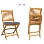 vidaXL Gartenstuhl, braun, Akazie massiv, klappbar. Teil eines 3-tlg. Bistro Sets.
