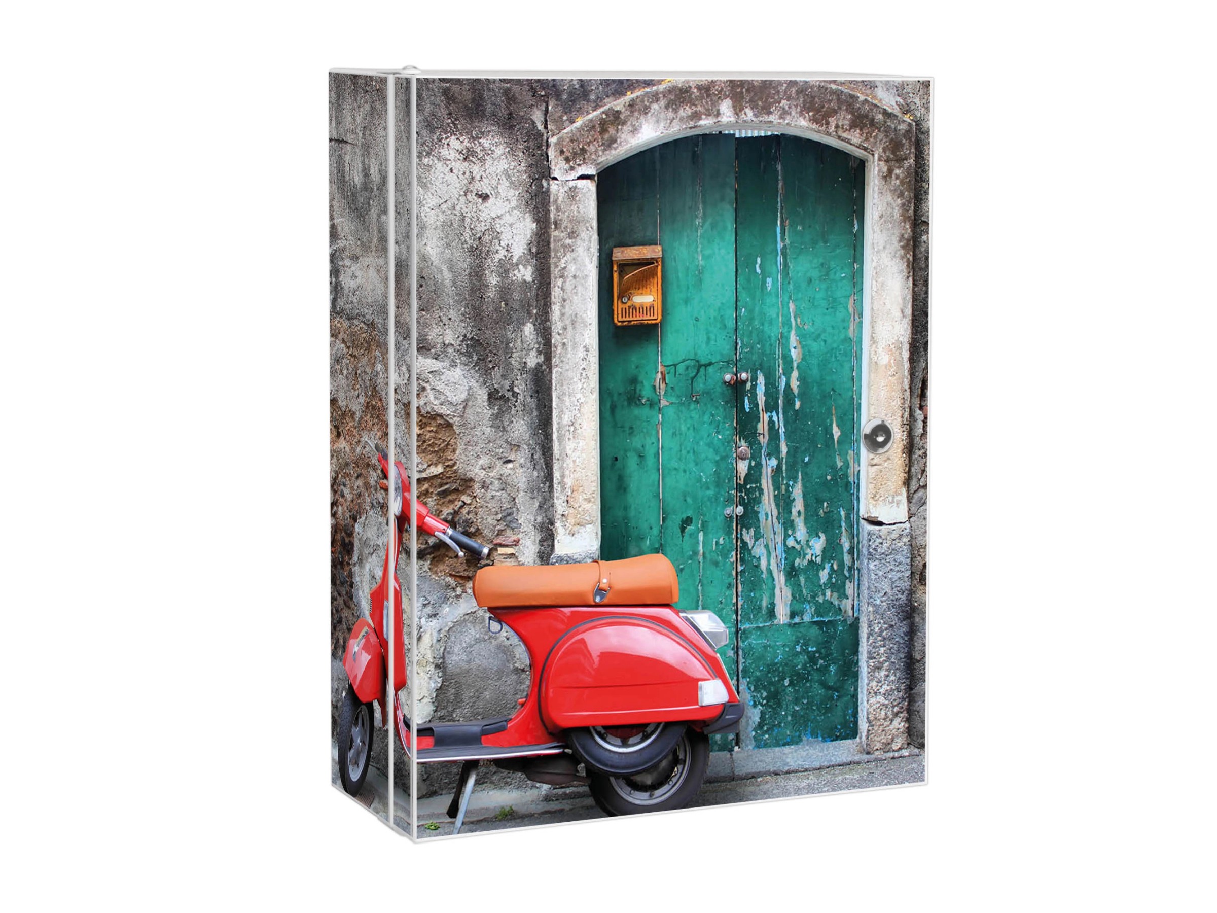 Banjado Medizinschrank Mit Italienischer Roller Motiv – Abschließbarer Arzneischrank Für Die Hausapotheke, 35x46x15 Cm