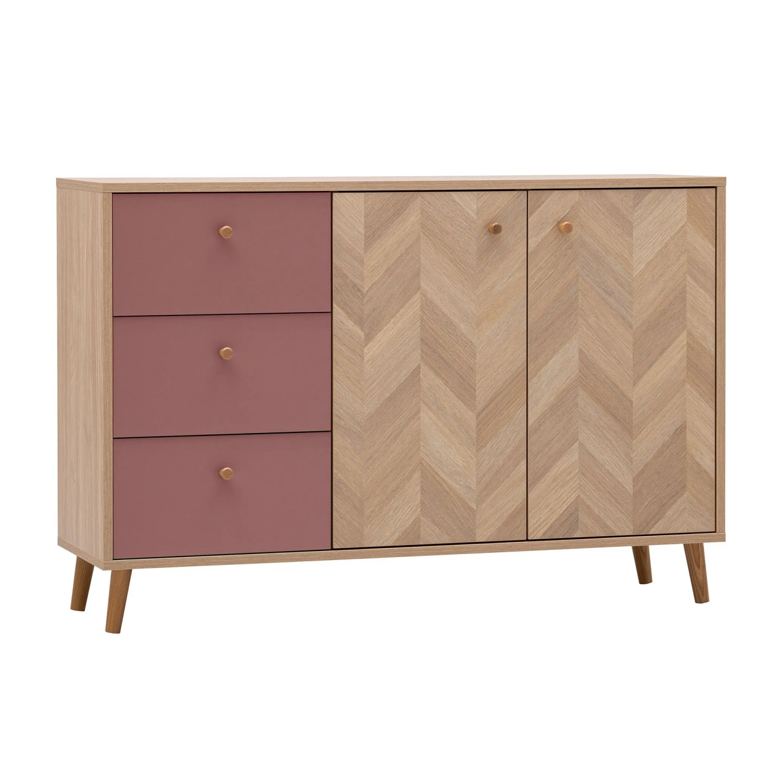 Schildmeyer Sideboard Visby 73,9 cm x 109 cm x 33 cm Mauve Fischgräte