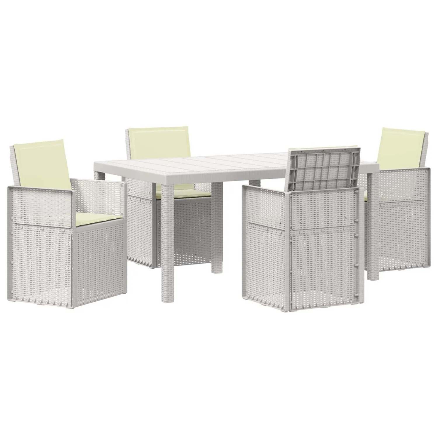 vidaXL Garten Essgruppe mit Kissen 5 Stk Weiß und Creme PP 3430063