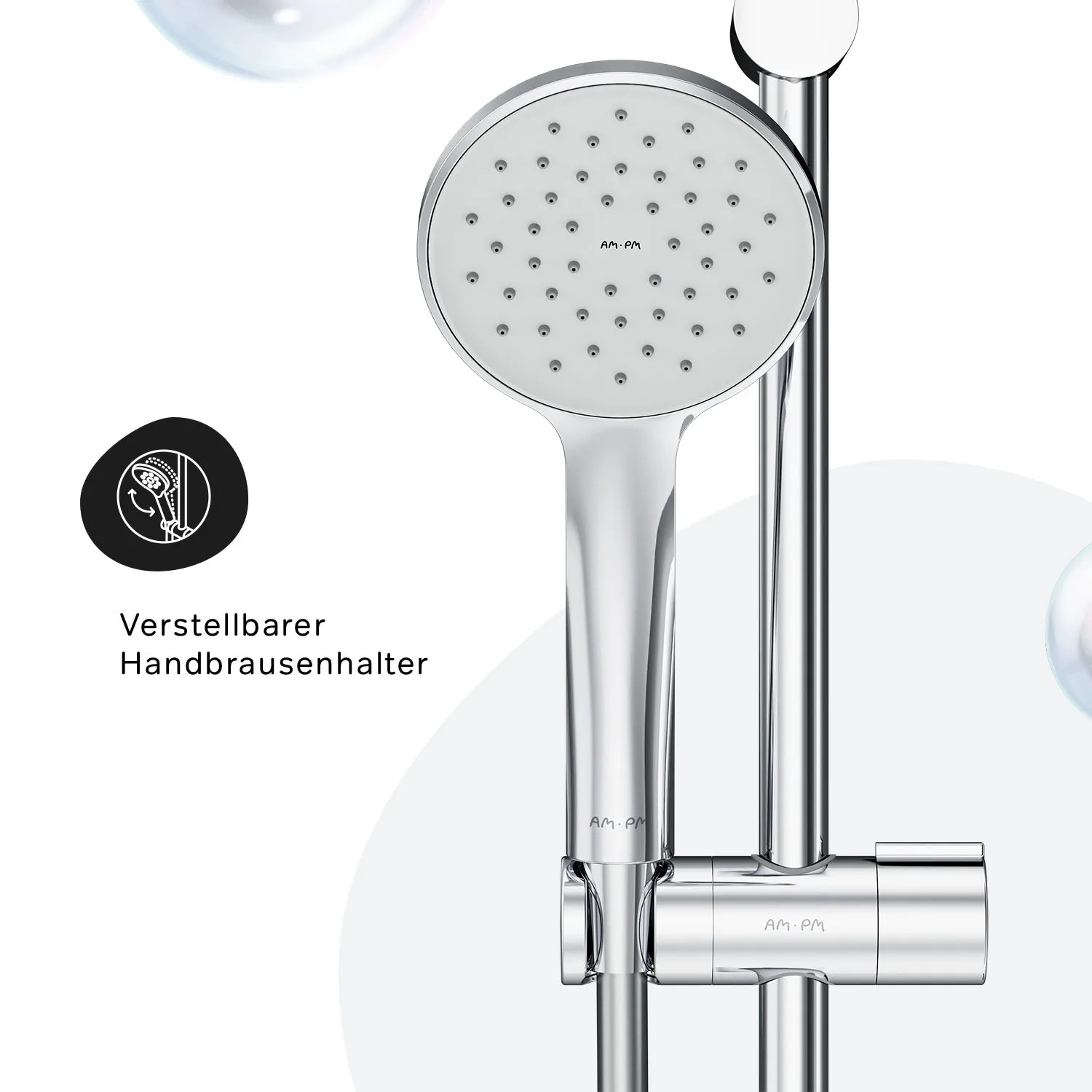 AM.PM Duschset Hit mit Handbrause, Duschstange und verstellbarem Halter in Chrom.