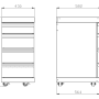 Technische Zeichnung: MyOutdoorKitchen Schubladenmodul Stainless Collection mit Maßen.