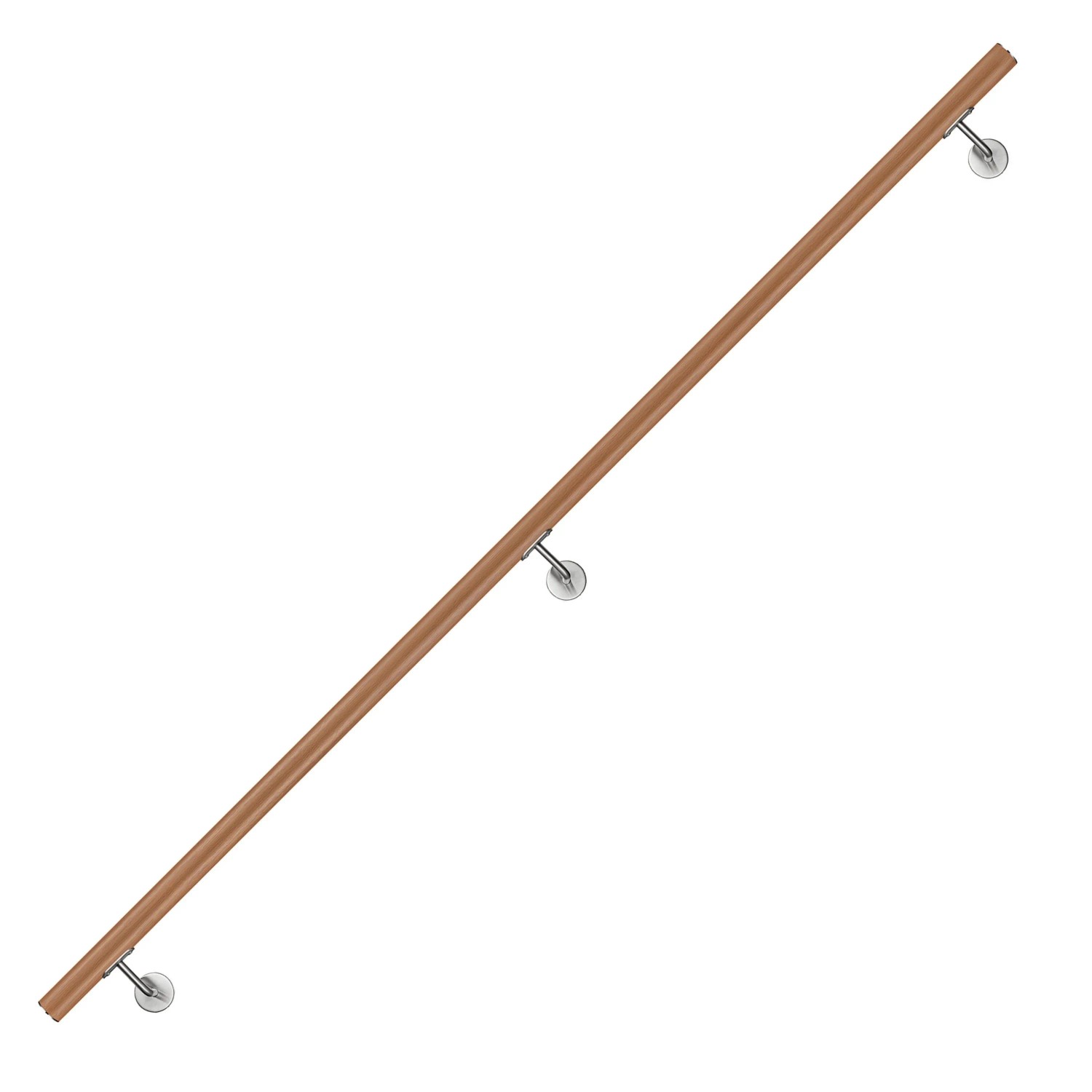 AICA Handlauf Komplettset Edelstahl 240 cm Braun inkl. Befestigungsmaterial
