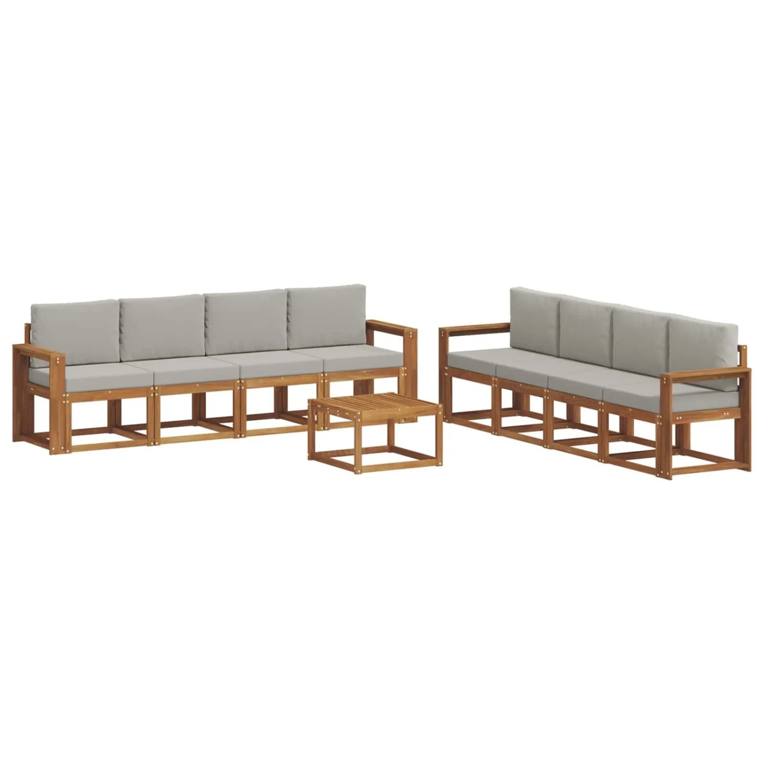 vidaXL Outdoor-Sofagarnitur mit Kissen 9 Stk Natur und Hellgrau 3366189