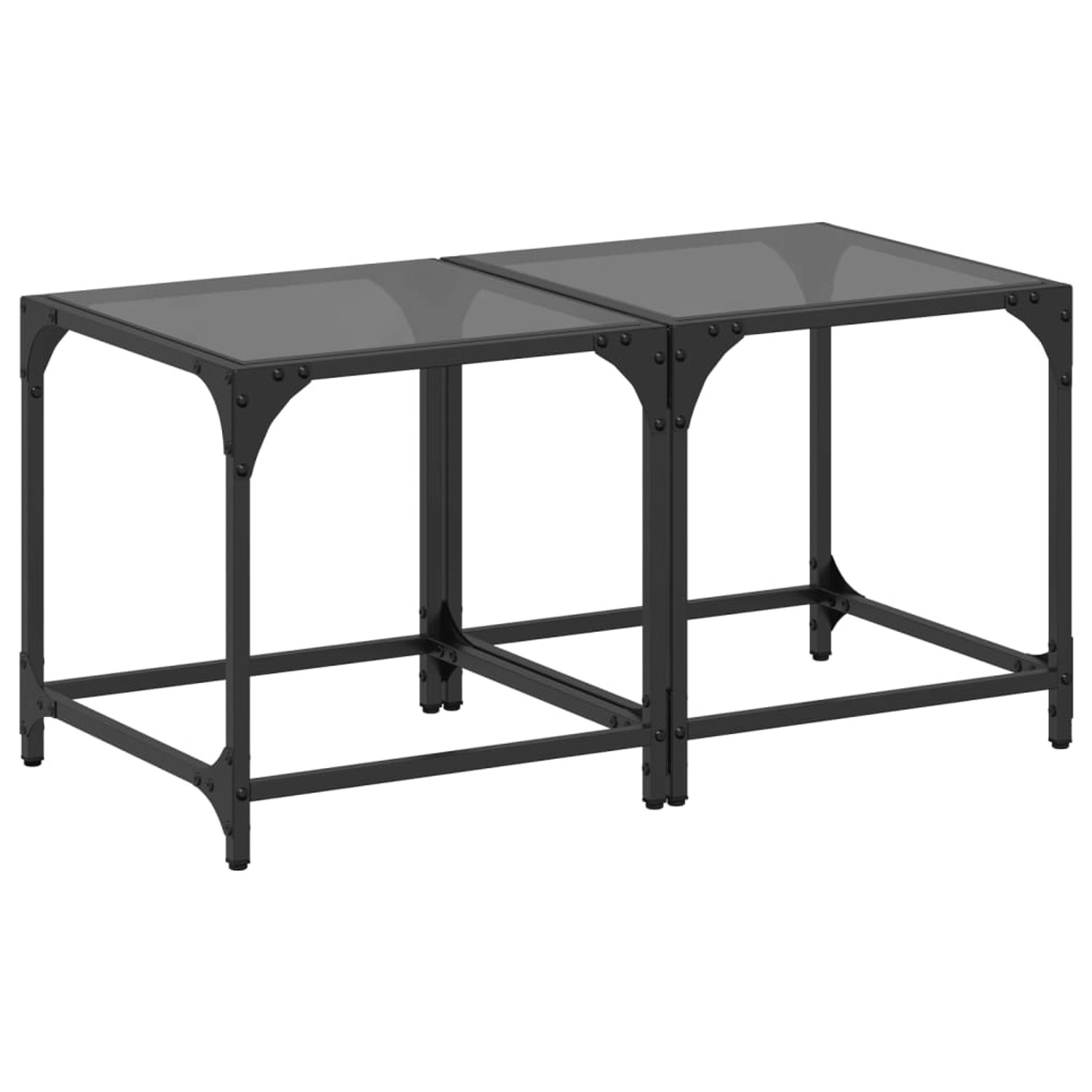 vidaXL Couchtische mit Glasplatte 2 Stk Schwarz 40x40x40 cm Stahl 845961 günstig online kaufen