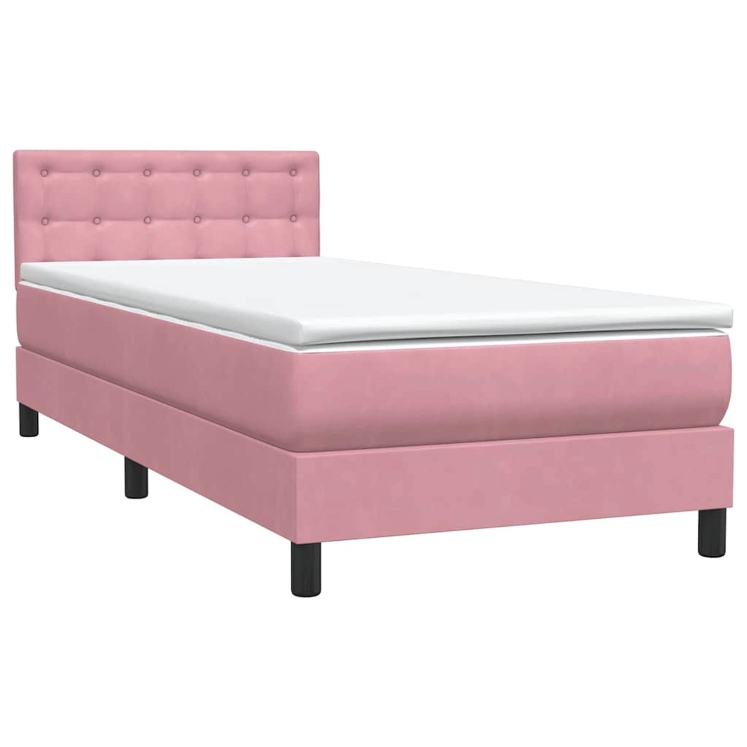 vidaXL Boxspringbett mit Matratze Rosa 80x220 cm Samt 3317294 günstig online kaufen