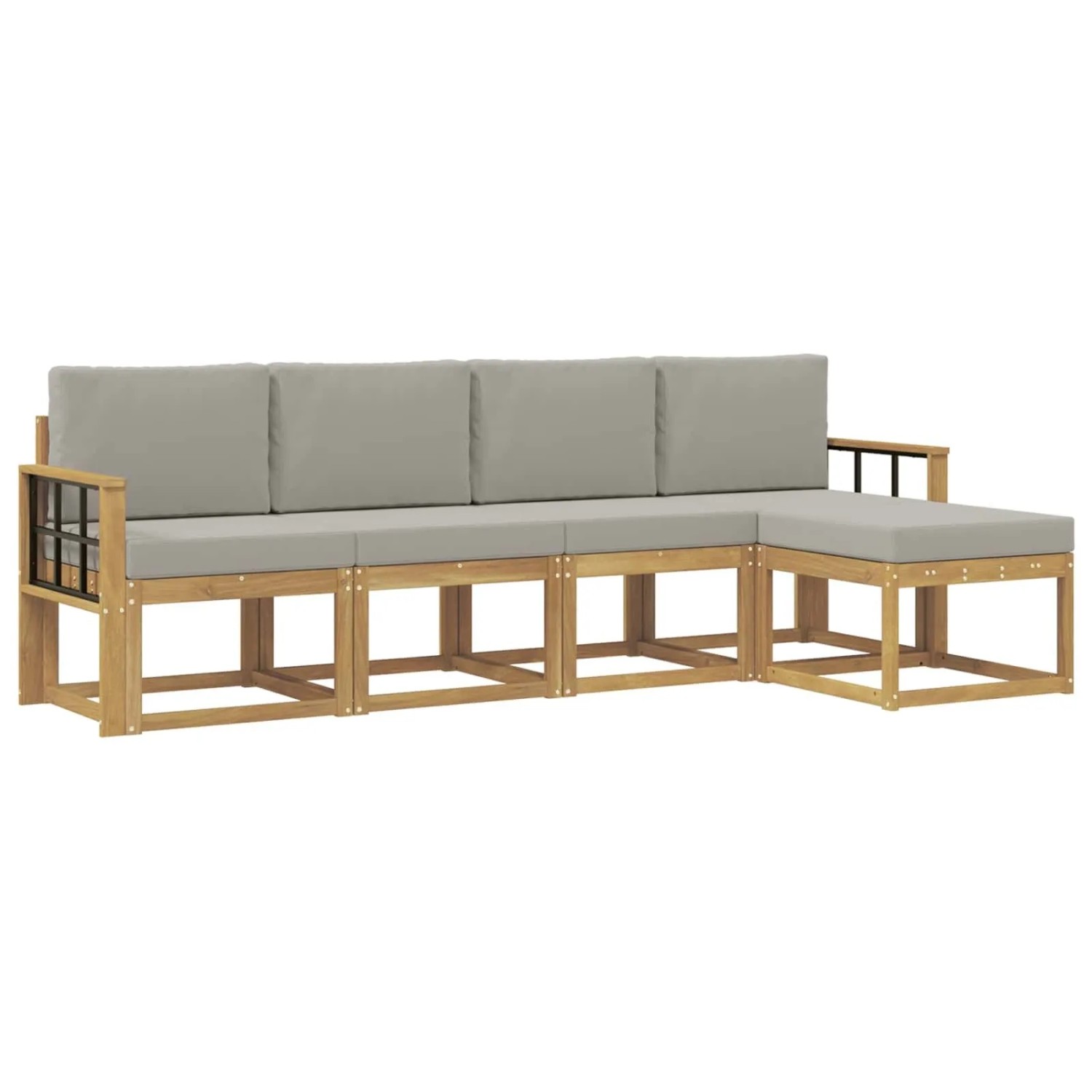 vidaXL Outdoor-Sofagarnitur 5-Tlg Weiß und Hellgrau 3387500
