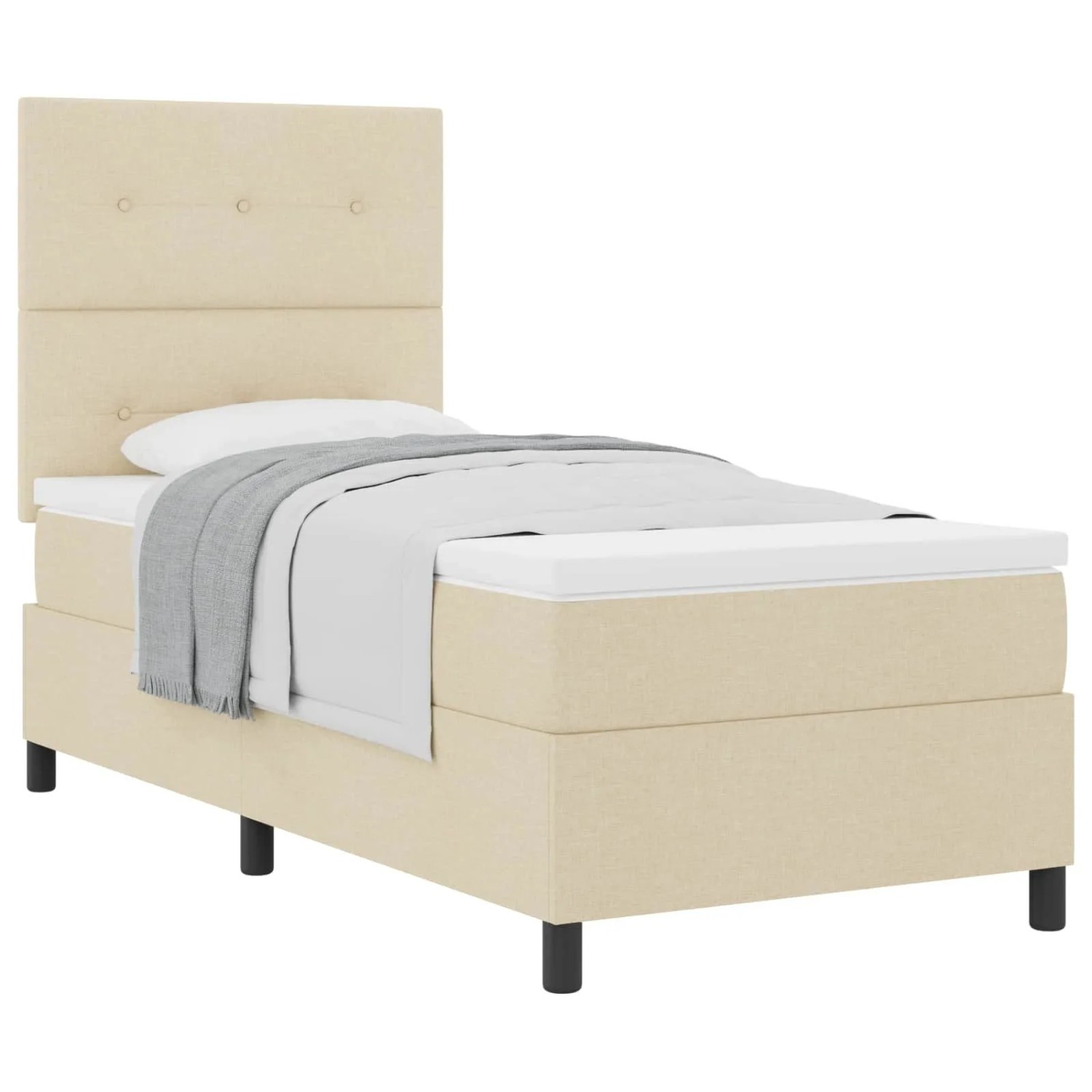 vidaXL Boxspringbett mit Matratze mit Kopfteil Creme 90 x 200 cm Stoff 3339362