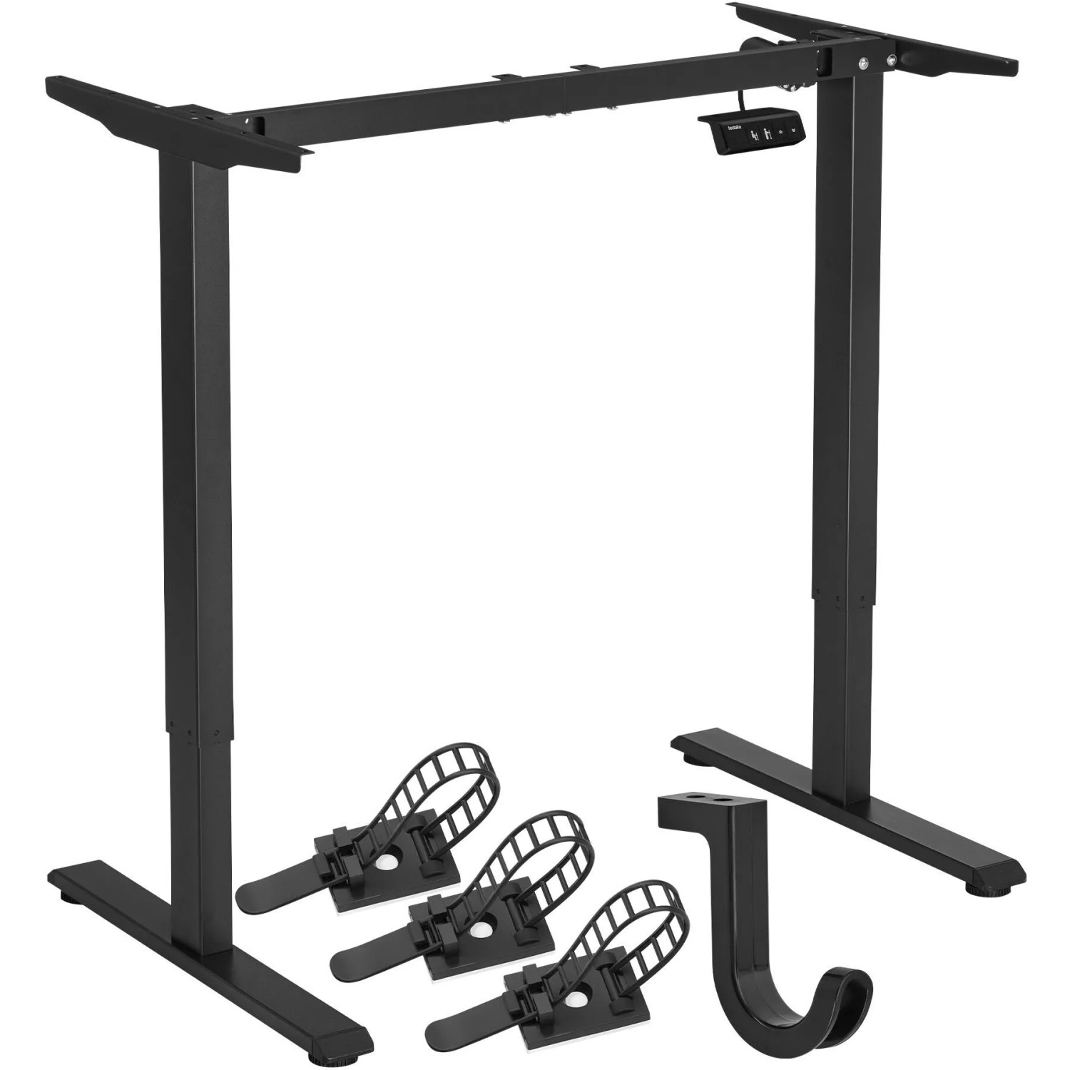 Tectake Höhenverstellbarer Schreibtisch Thor Elektrisch  2 Stufig Memoryfunktion  Antikollisionssystem  60 x 131 x 116 cm Schwarz