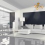 Näve LED-Spot Josefa, 3-flammig, abstraktes Design in Gold, montiert in modernem Wohnzimmer.