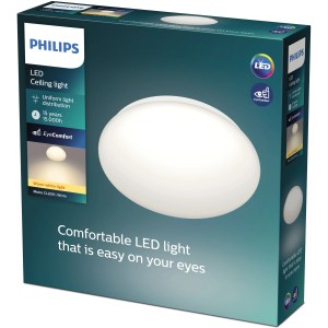 Verpackung der Philips LED-Deckenleuchte Moire CL200, 10W, 27K. Augenschonendes Licht.