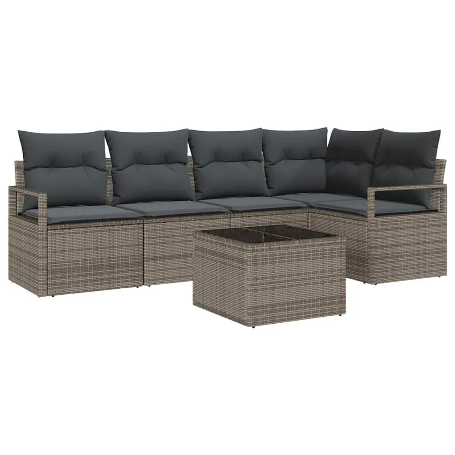 vidaXL Gartensofa-Set mit Kissen 6 Stk Hellgrau Poly-Rattan 3355058 günstig online kaufen