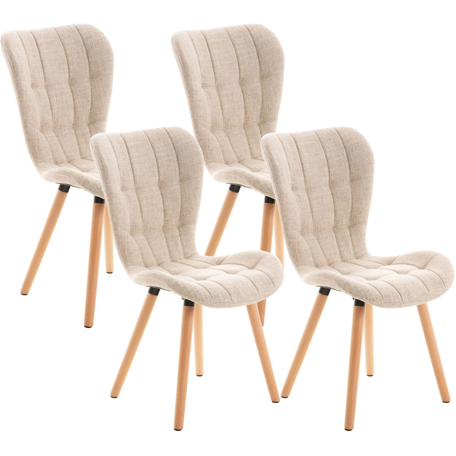 CLP 4er Set Esszimmerstühle Elda Stoff Creme