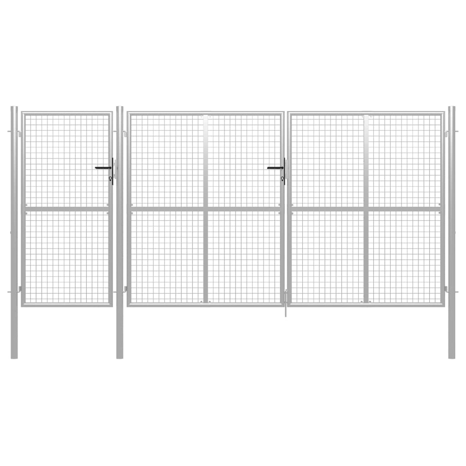 vidaXL Gartentor Stahl 400 x 150 cm Silbern 144349 günstig online kaufen