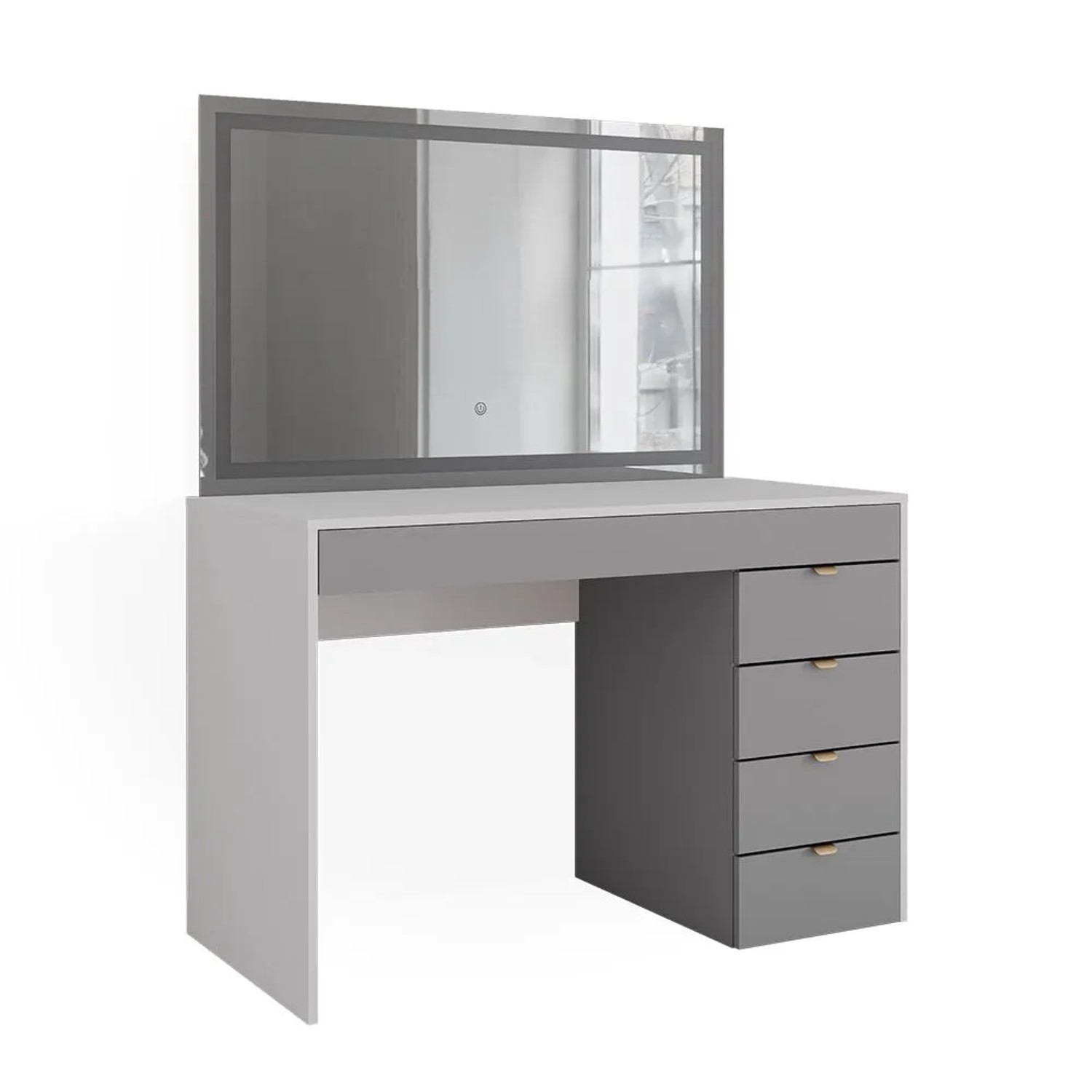 Vicco Schminktisch Elise Weiß/Grau 115 x 146 mit LED-Spiegel